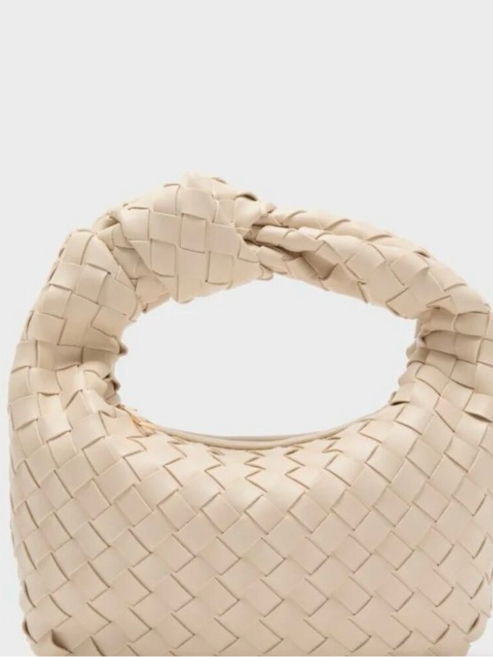 Urban Expressions Cream Woven Knot-Handle Hobo Clutch